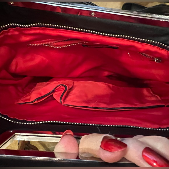 Black studded metal fringe faux leather bag - Picture 3 of 4